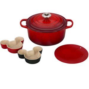 Le Creuset Stoneware Disney Mickey Mouse Ramekin 7.5 oz. Cerise red nwot